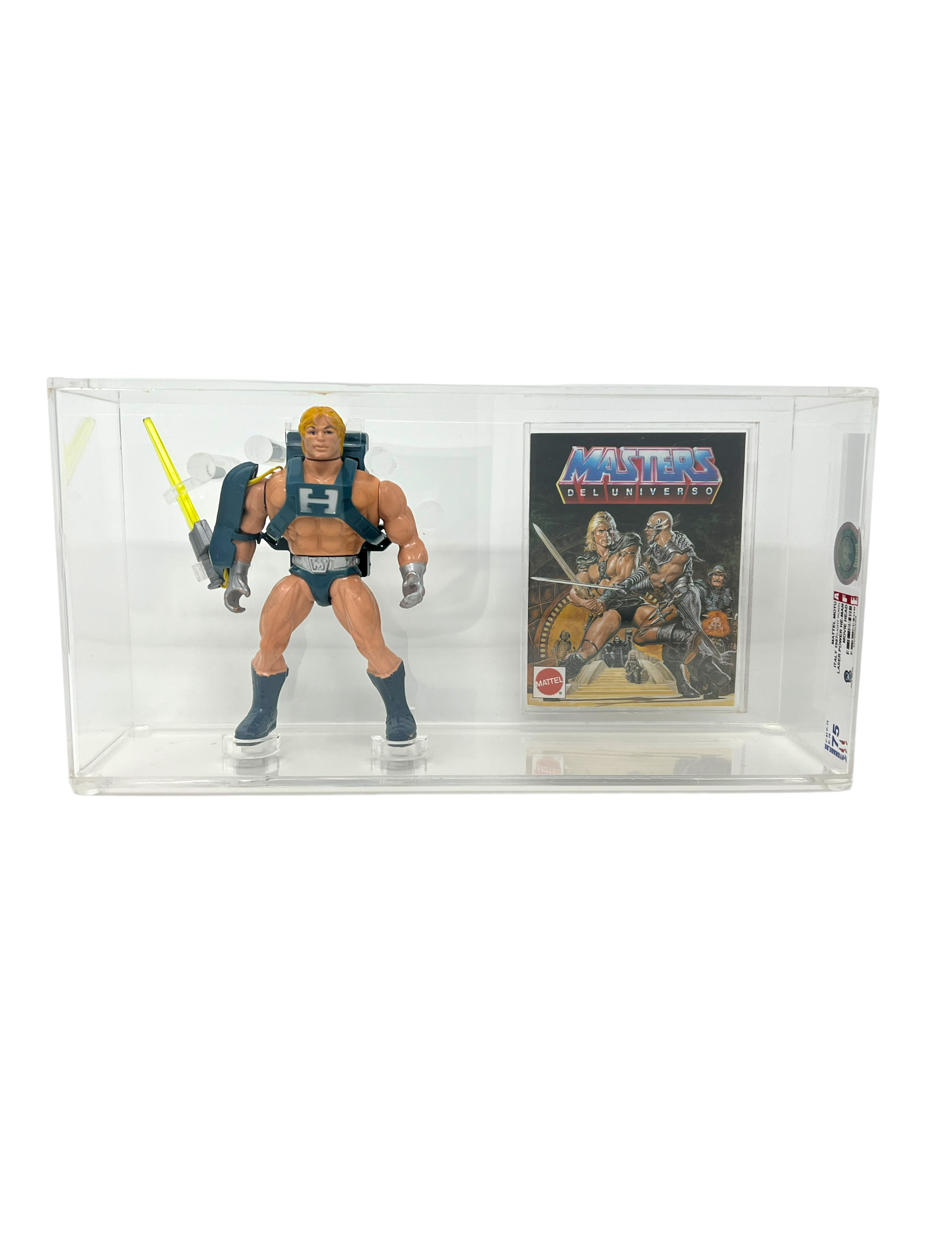 Laser Power Heman - AFE Gegraded - He-Man Masters of the Universe - MOTU - mit Movie Head/Dolph Lundgren und Spain Comic - UKG AFA